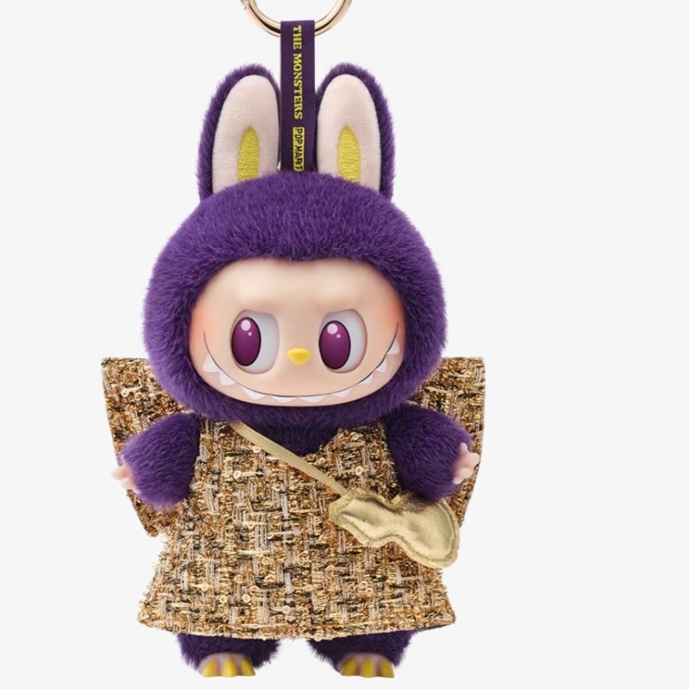 Purple Labubu Figure with Gold Guitar